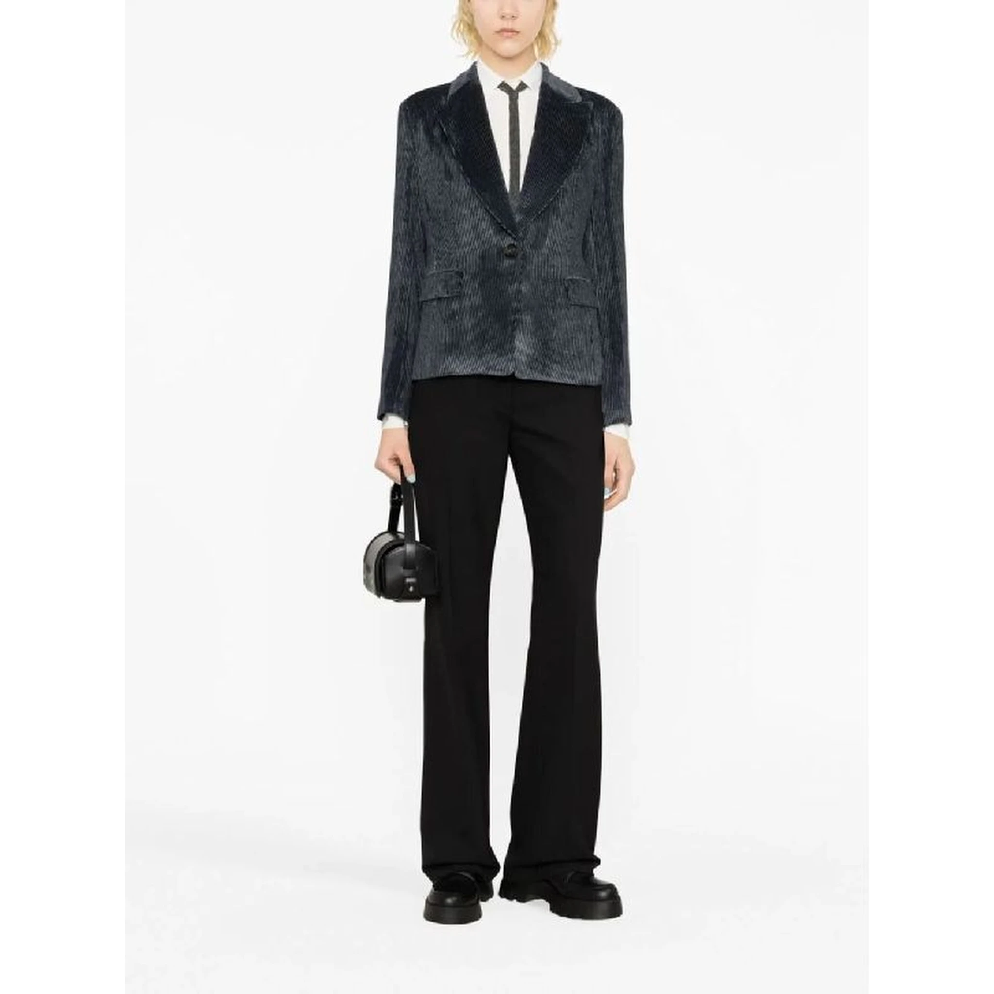 Blue Viscose Jackets And Coat