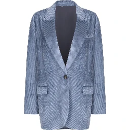 Blue Viscose Jackets And Coat