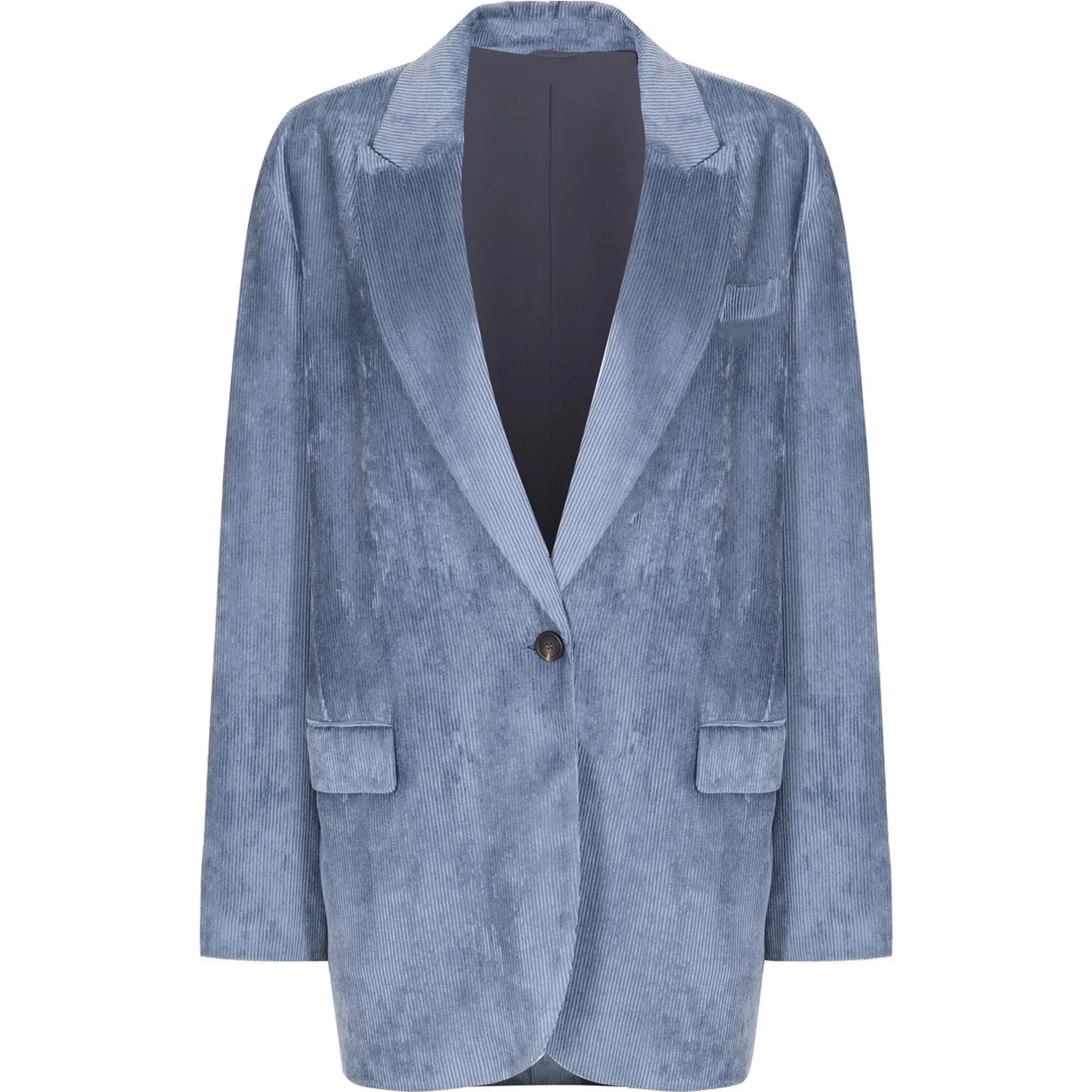 Blue Viscose Jackets And Coat