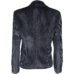 Blue Viscose Jackets And Coat