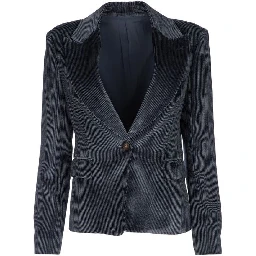 Blue Viscose Jackets And Coat