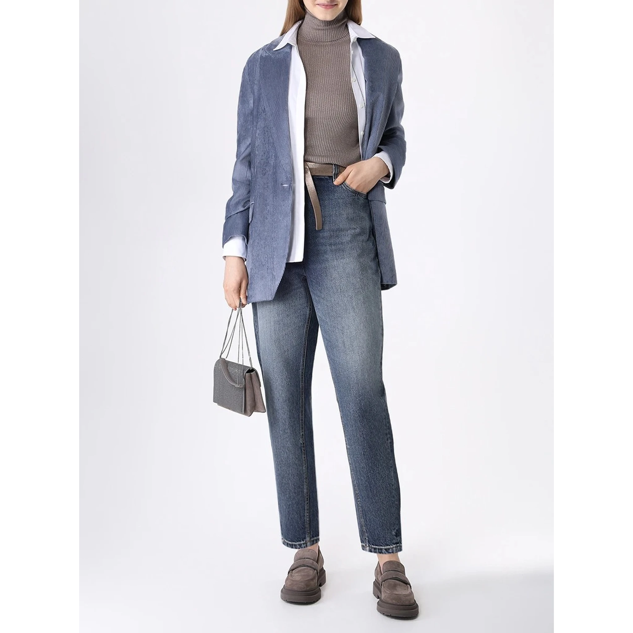 Blue Viscose Jackets And Coat