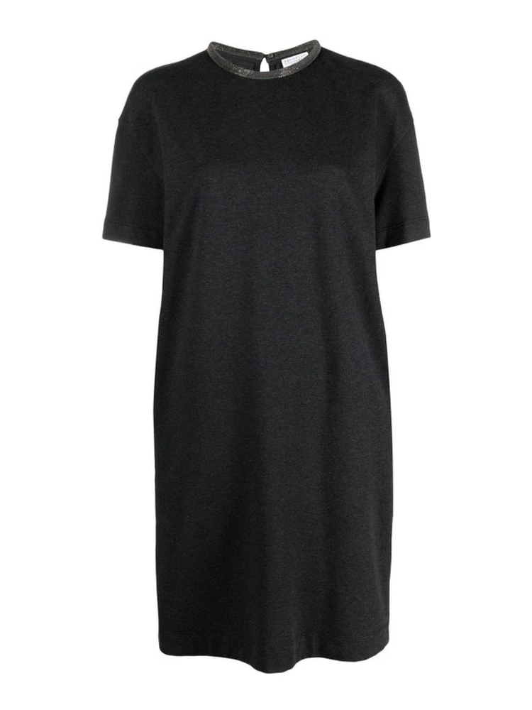 Gray Cotton Casual Dress