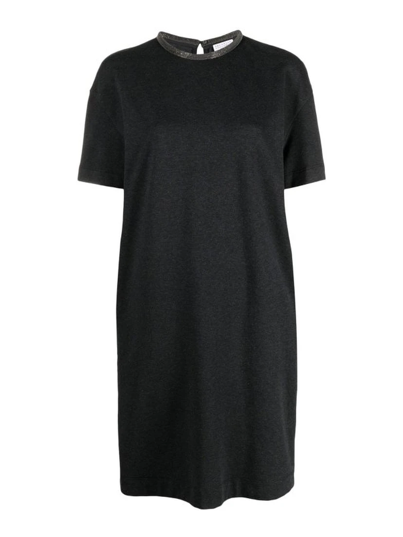 Gray Cotton Casual Dress