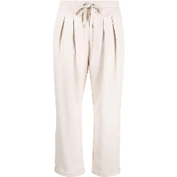 Beige Cotton Casual Pants