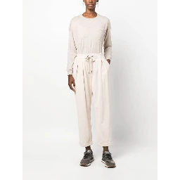 Beige Cotton Casual Pants