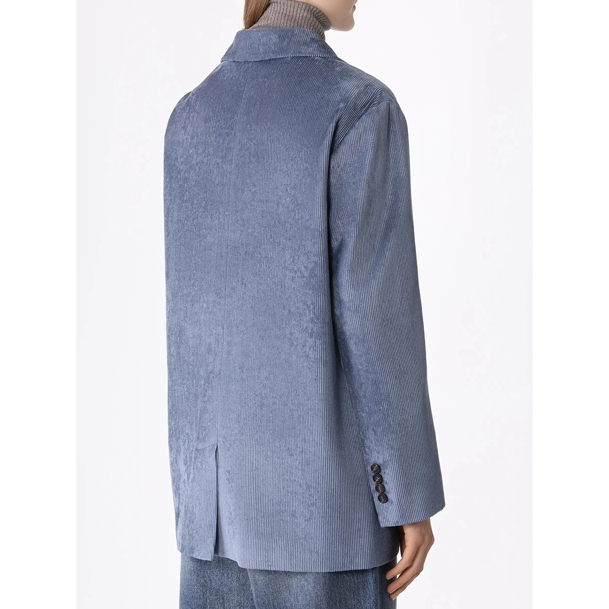 Blue Viscose Jackets And Coat