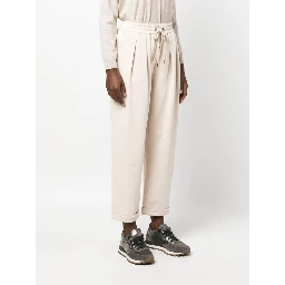 Beige Cotton Casual Pants