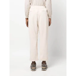 Beige Cotton Casual Pants