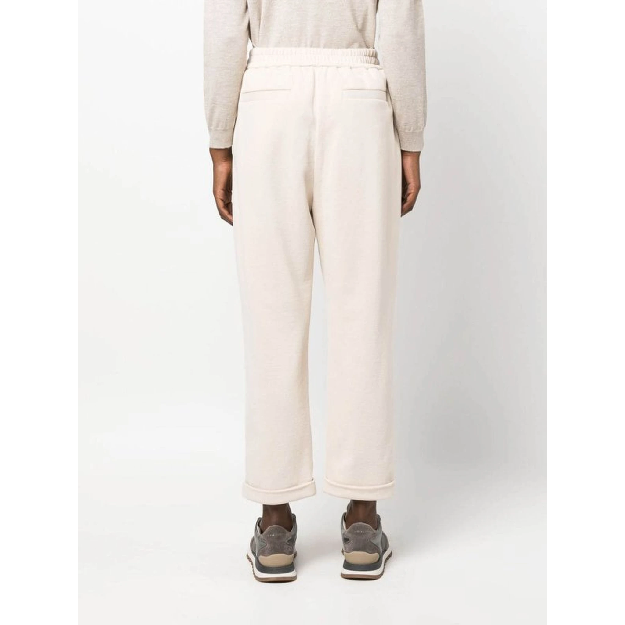 Beige Cotton Casual Pants