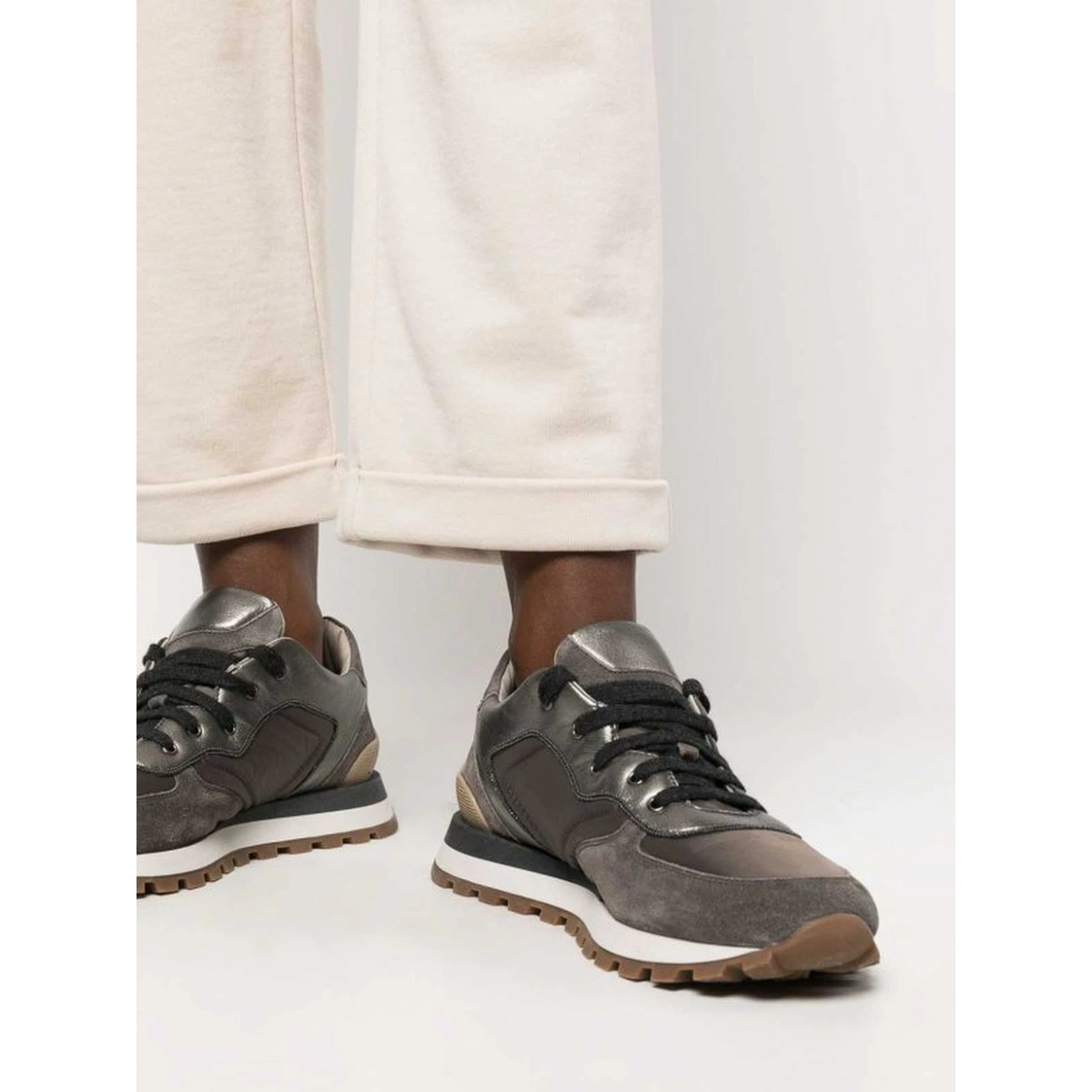 Beige Cotton Casual Pants