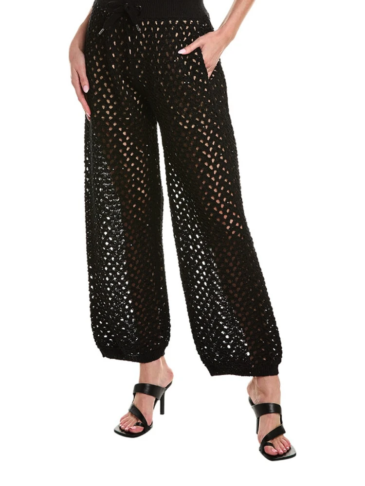 Black Cotton Casual Pants