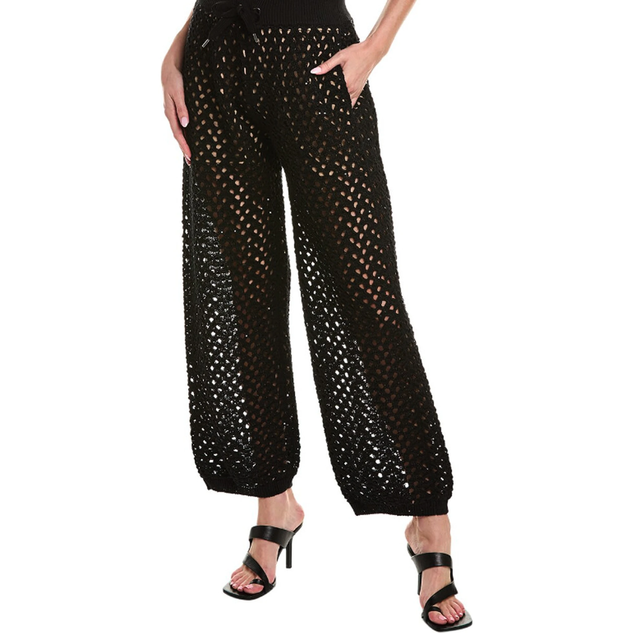 Black Cotton Casual Pants