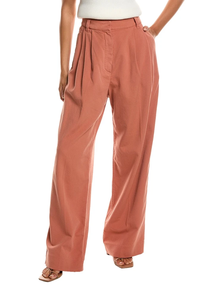 Orange Cotton Casual Pants