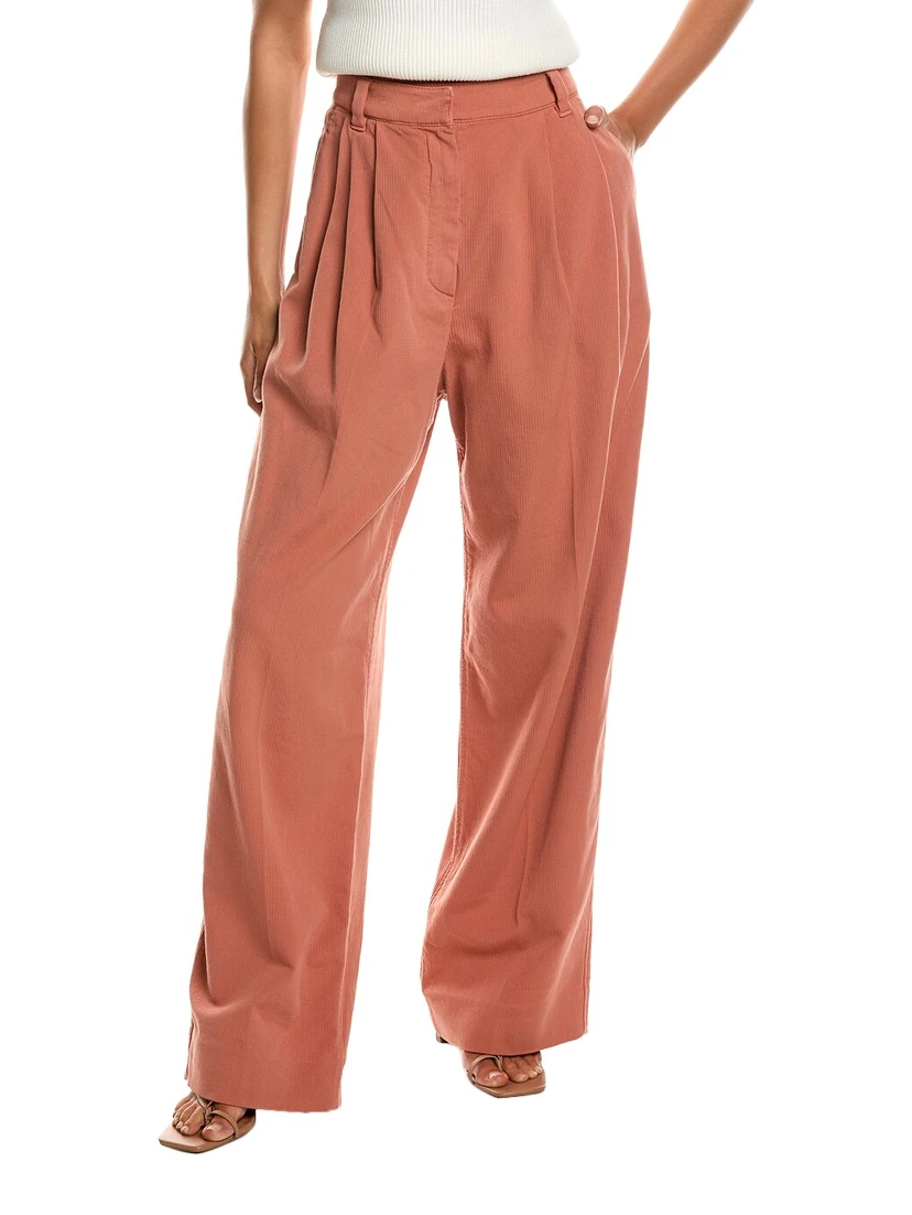 Orange Cotton Casual Pants
