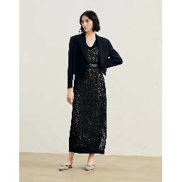 Black Viscose Jackets And Coat