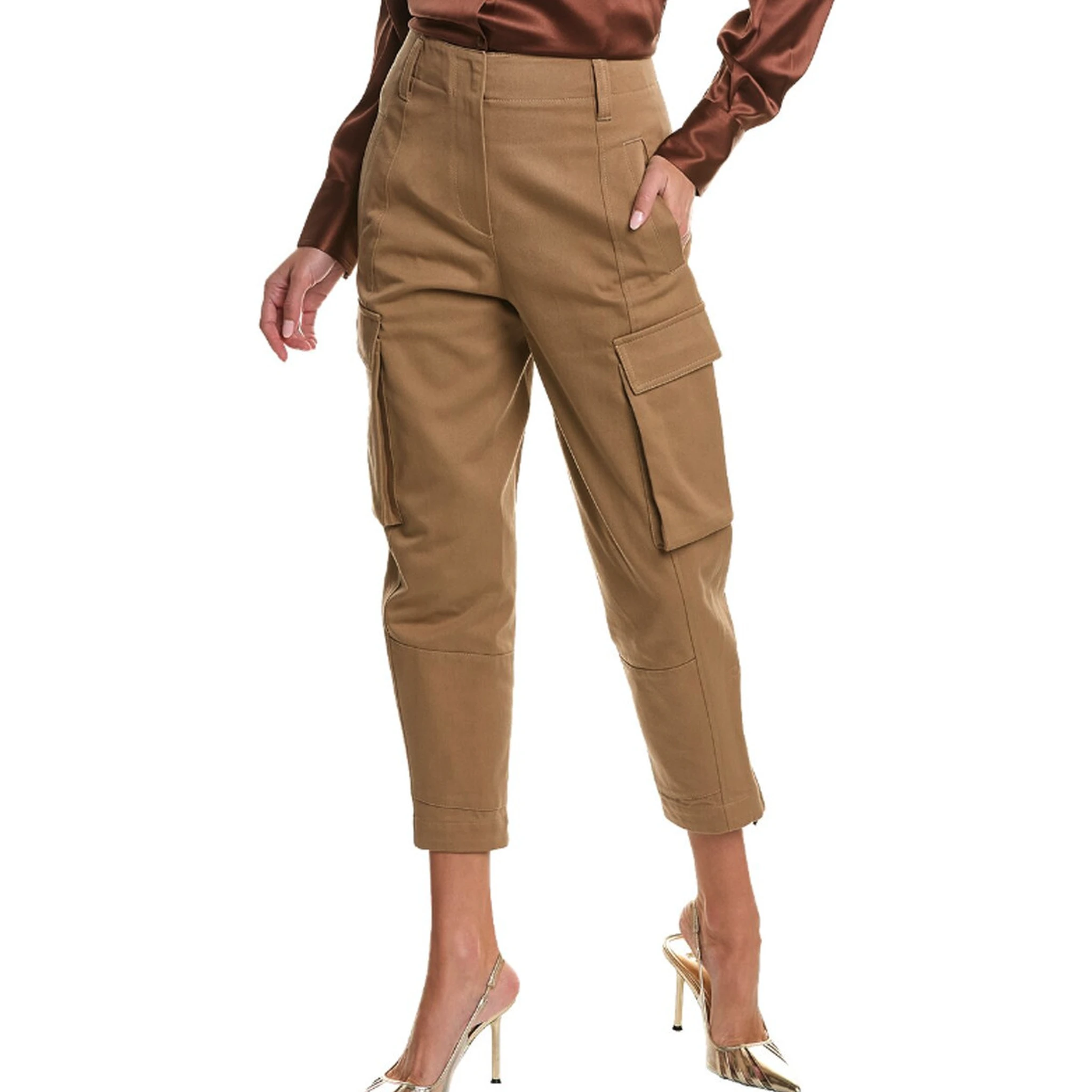 Brown Cotton Cargo Pants