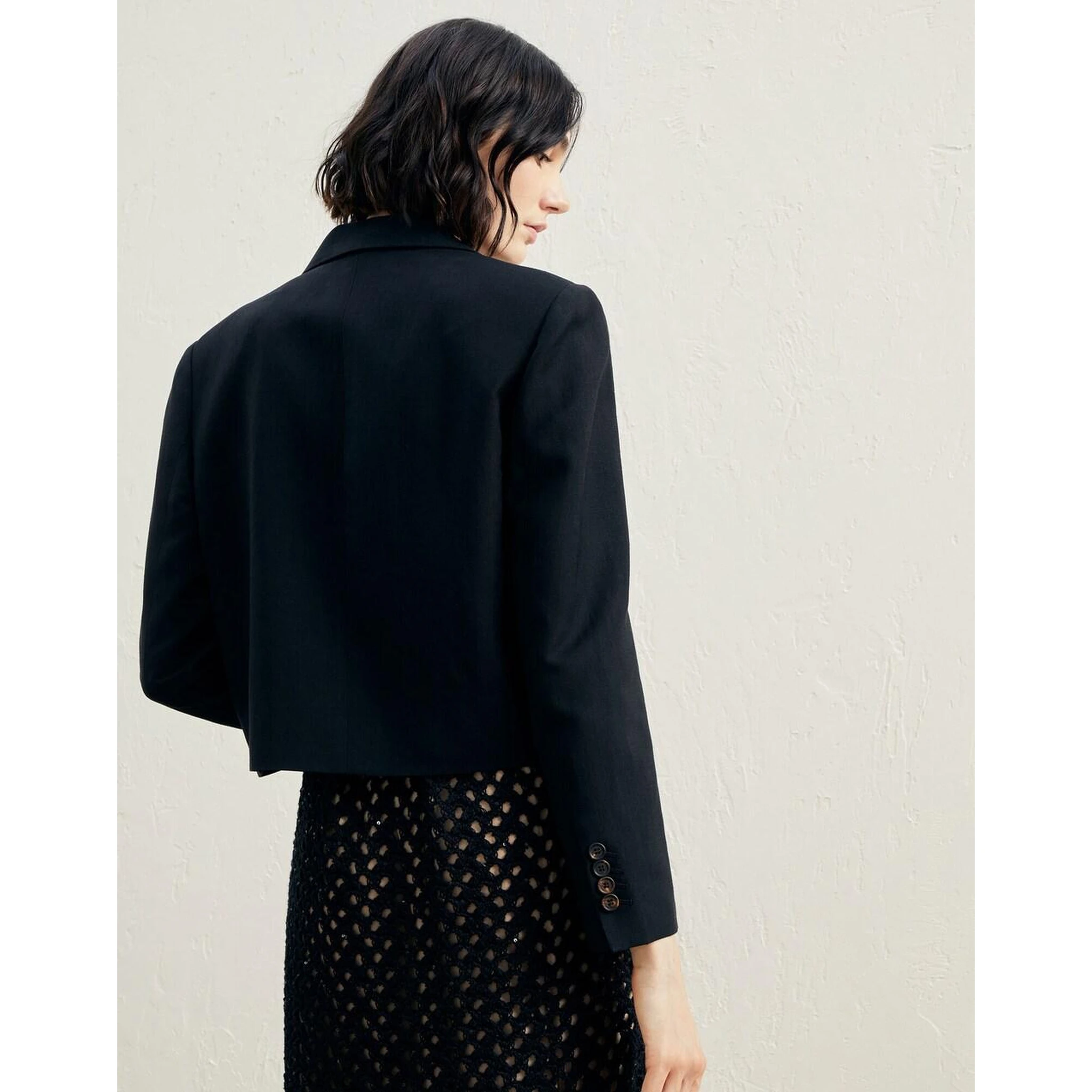 Black Viscose Jackets And Coat