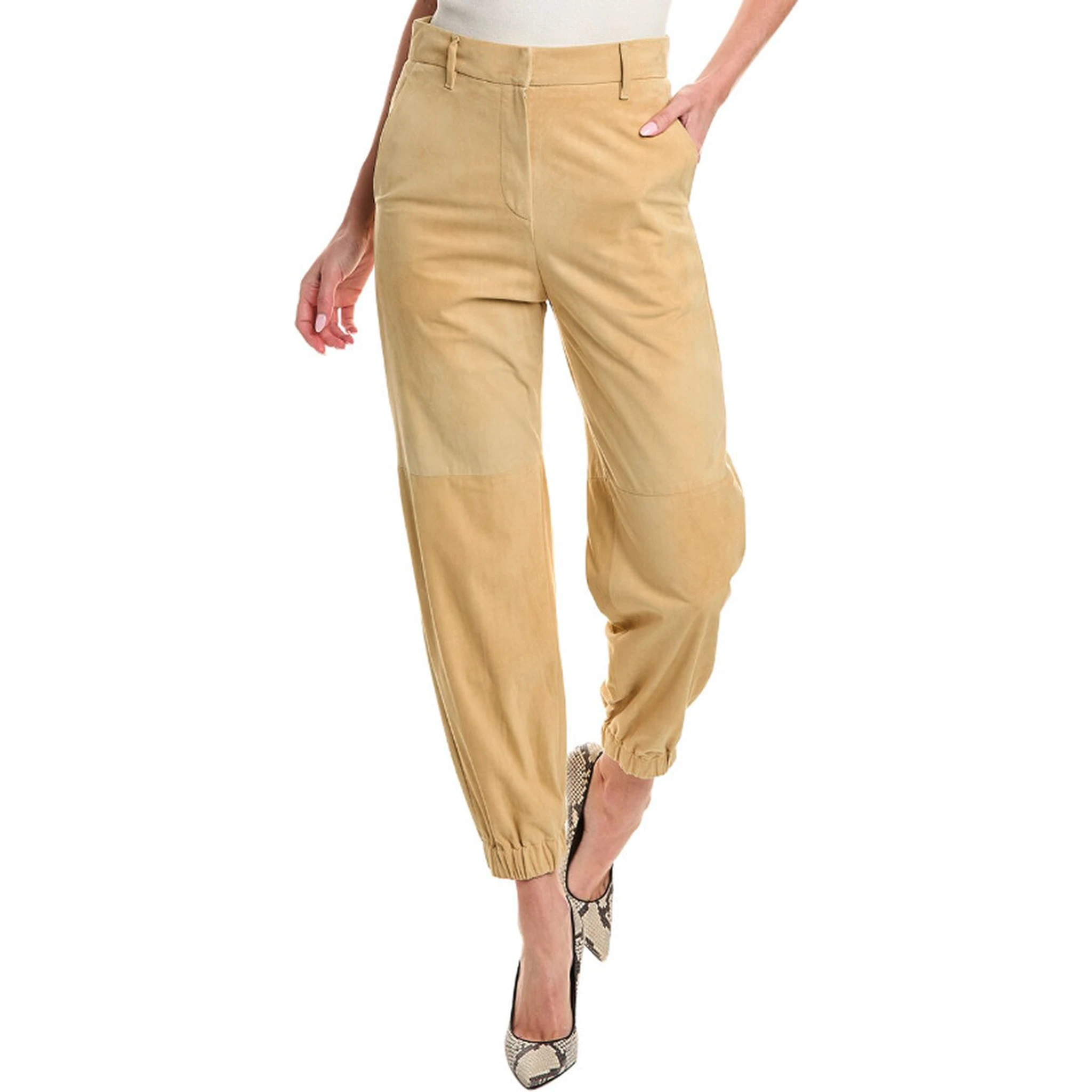 Beige Leather Pants