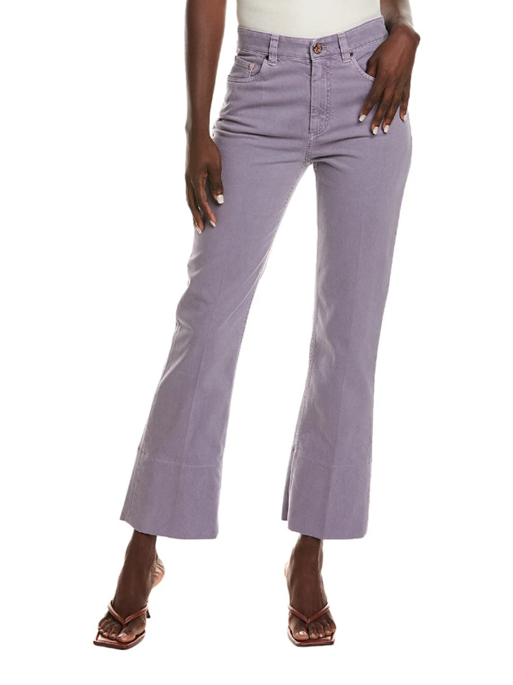 Purple Cotton Flared Pants