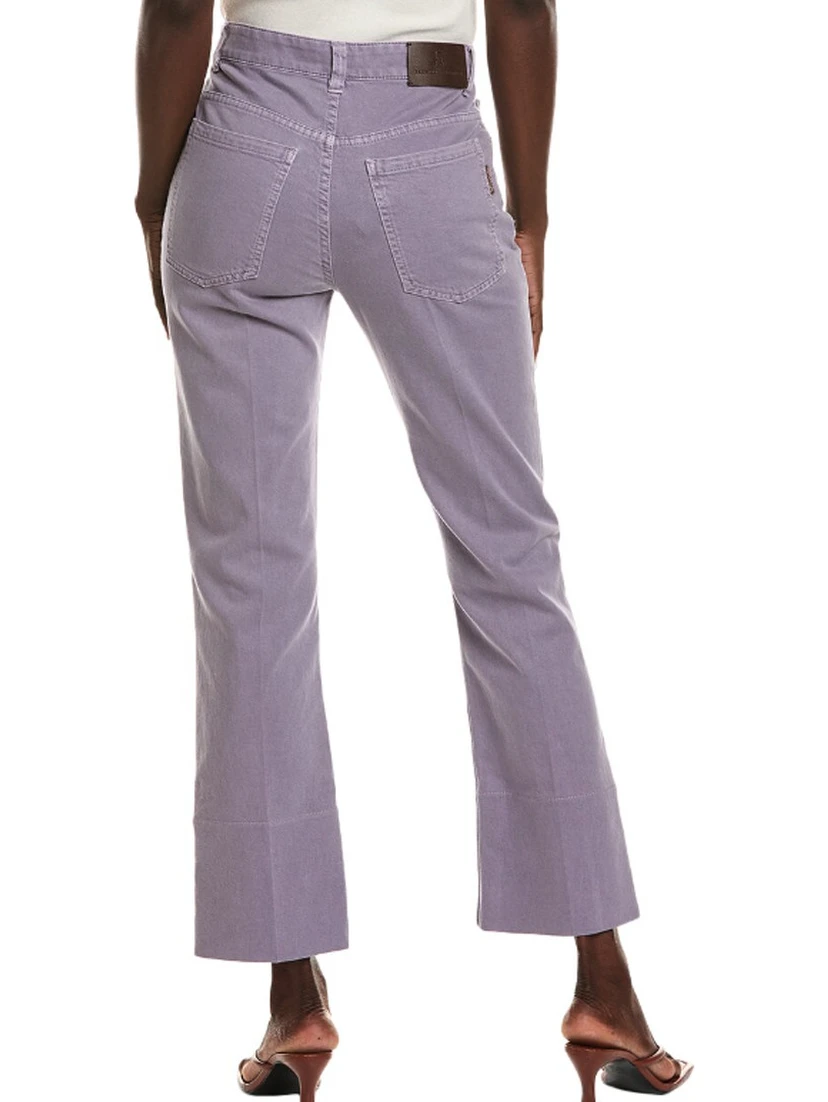 Purple Cotton Flared Pants