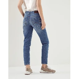 Beige Cotton Straight-Leg Jeans