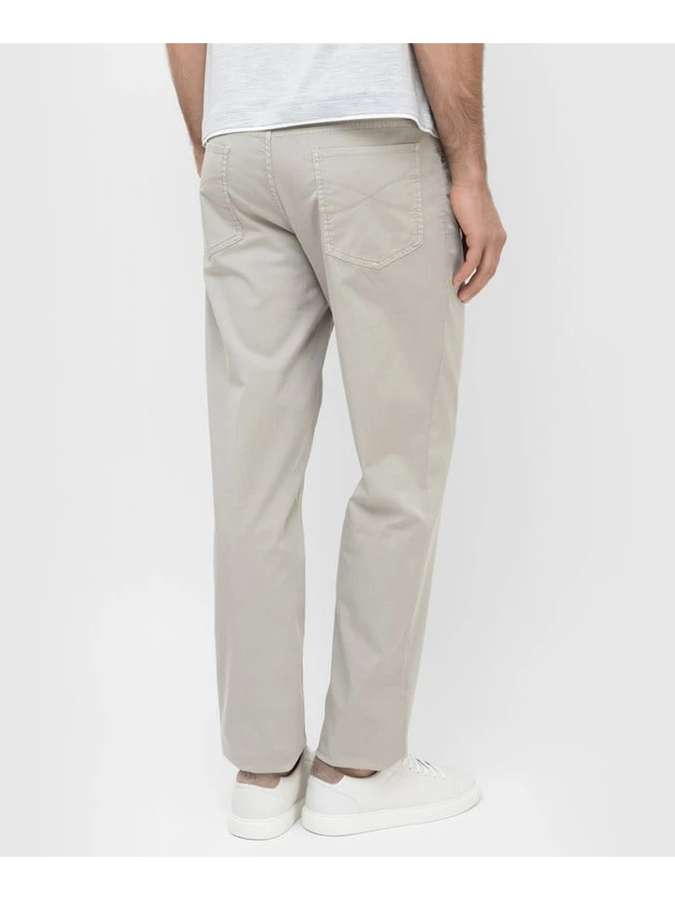 Beige Cotton Casual Pants