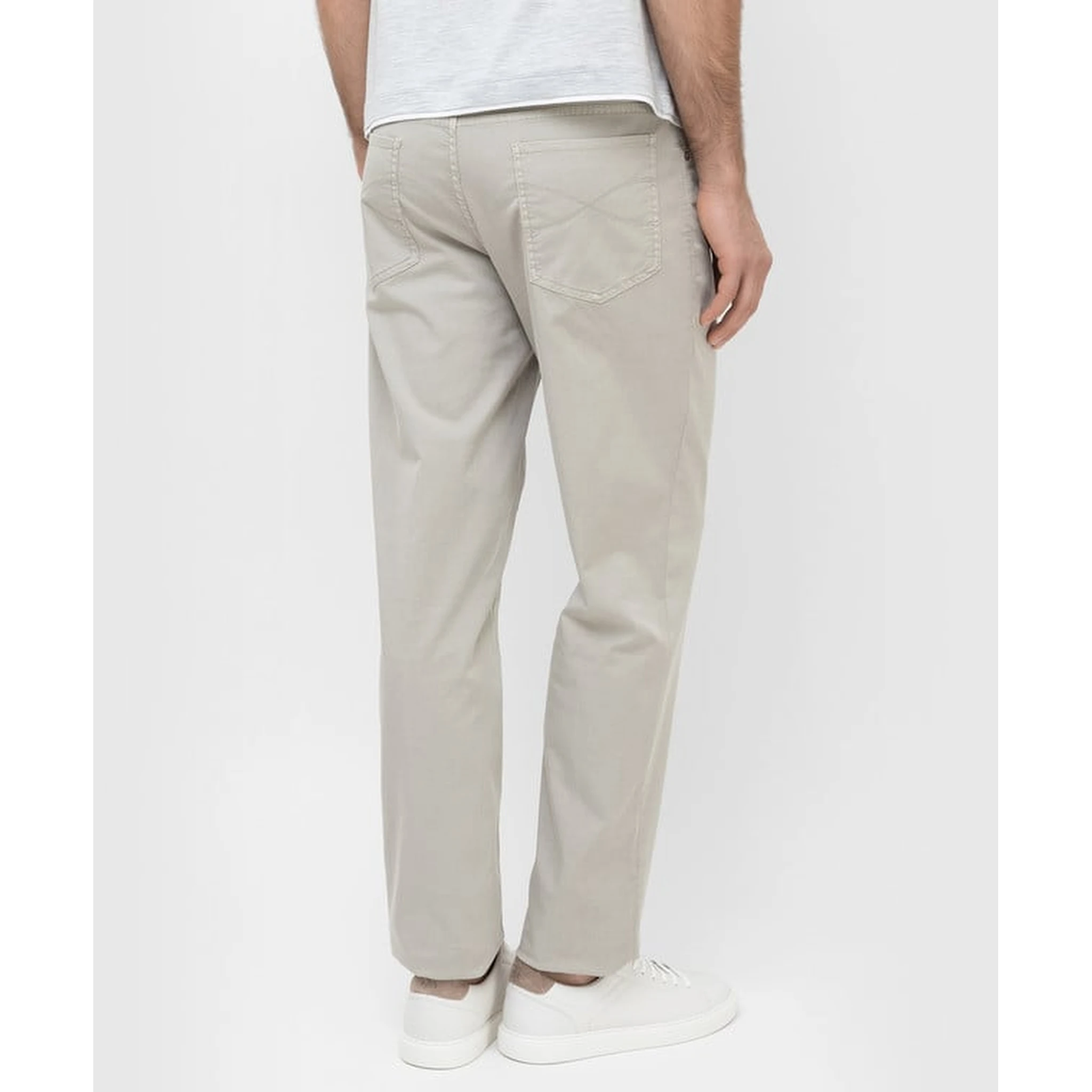 Beige Cotton Casual Pants