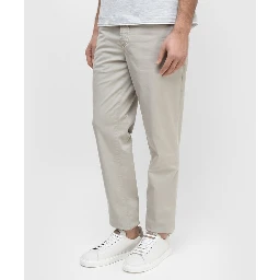 Beige Cotton Casual Pants