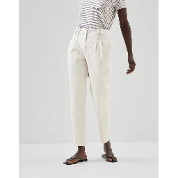 بنطلون قطني أبيض كاجوال