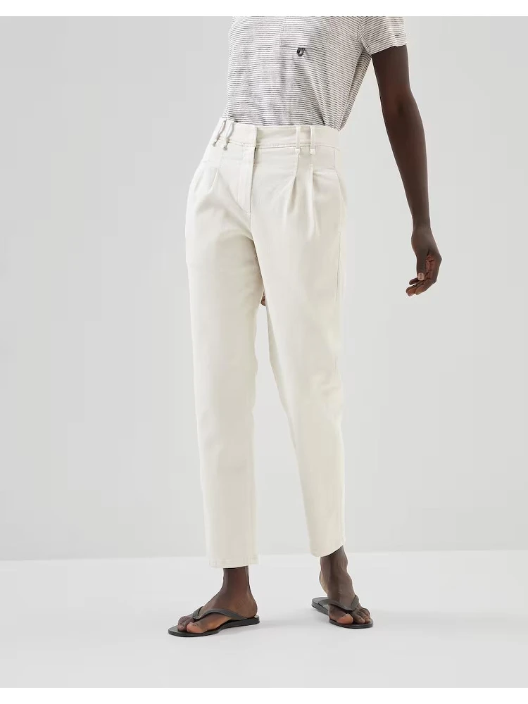 White Cotton Casual Pants