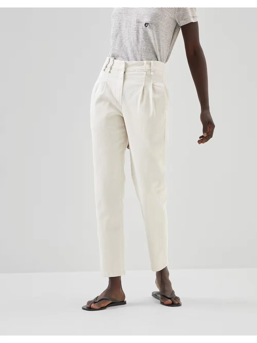White Cotton Casual Pants