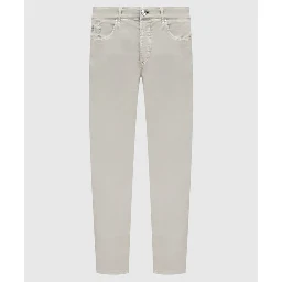 Beige Cotton Casual Pants