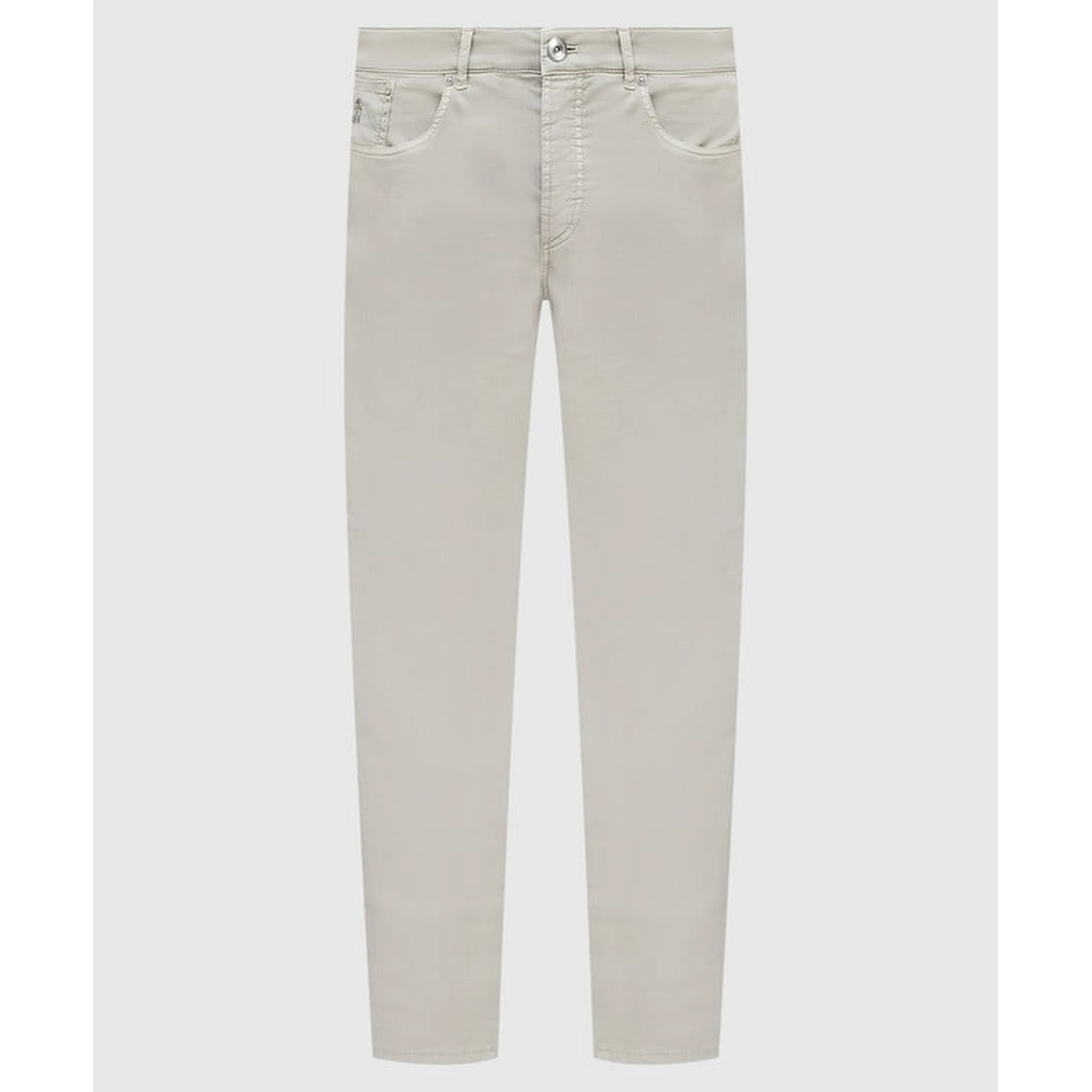 Beige Cotton Casual Pants