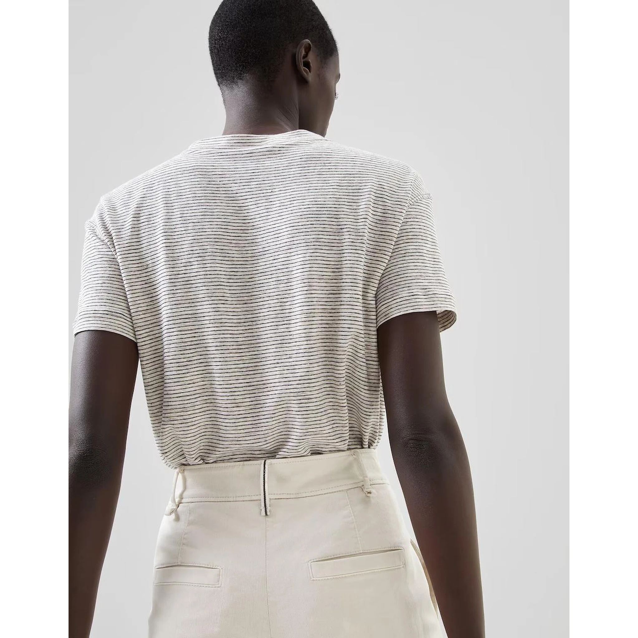 بنطلون قطني أبيض كاجوال