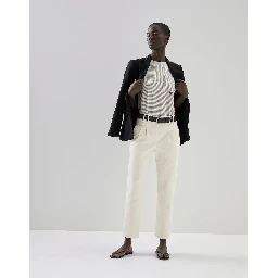 بنطلون قطني أبيض كاجوال