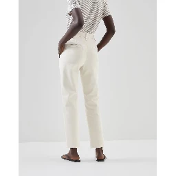 بنطلون قطني أبيض كاجوال