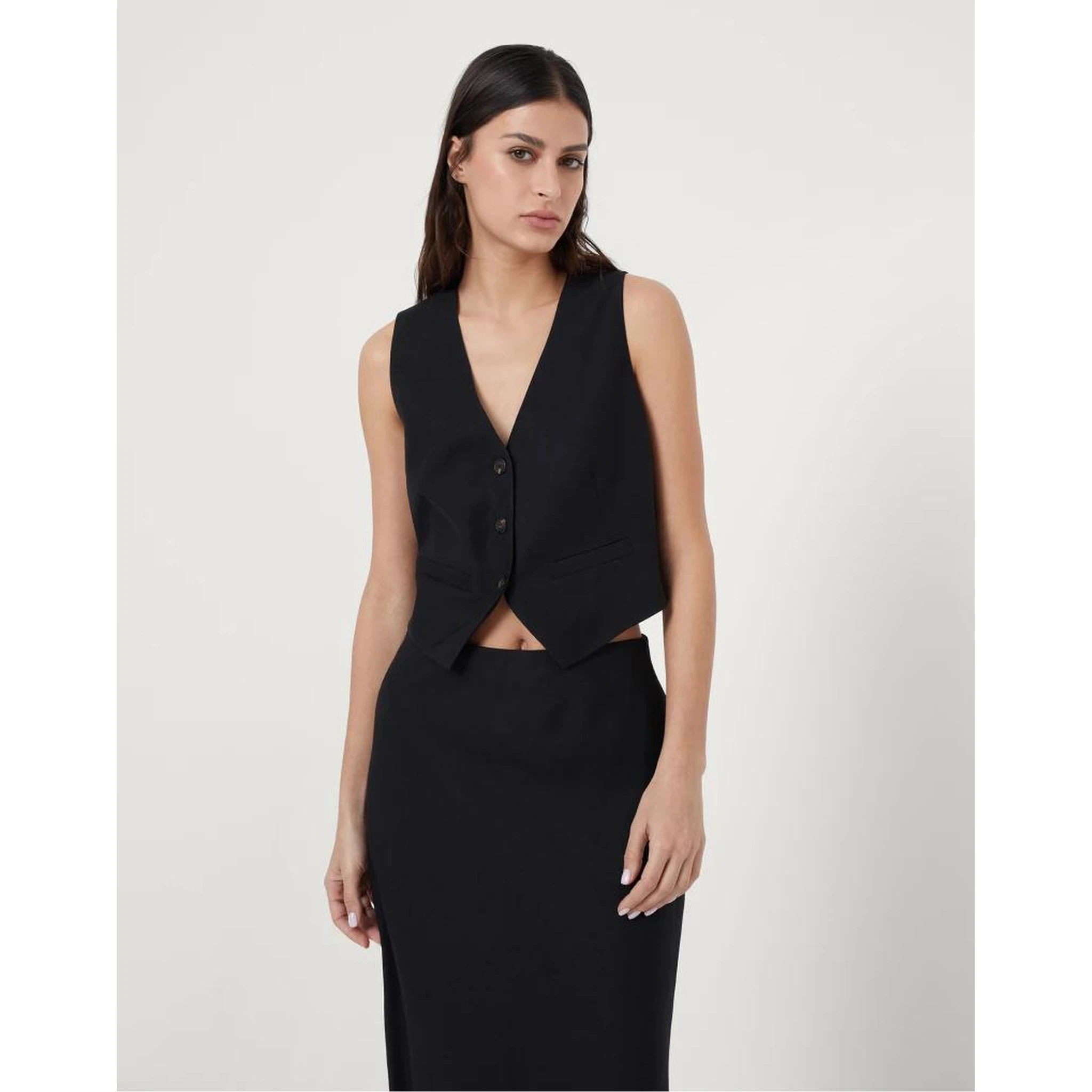 Black Viscose Sleveless Jacket