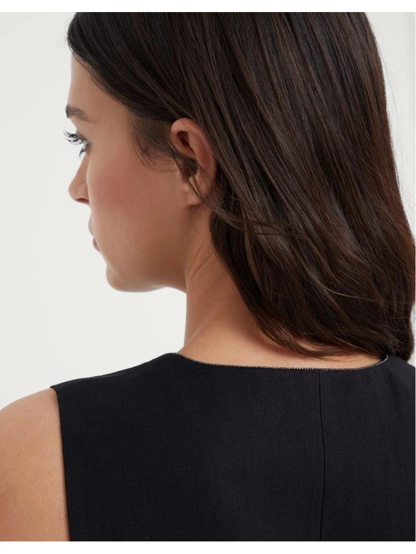 Black Viscose Sleveless Jacket
