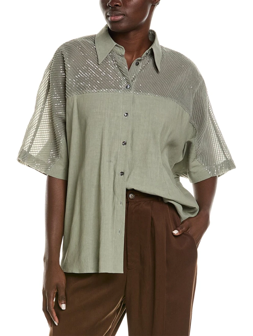 Green Linen Shortsleeve Shirt