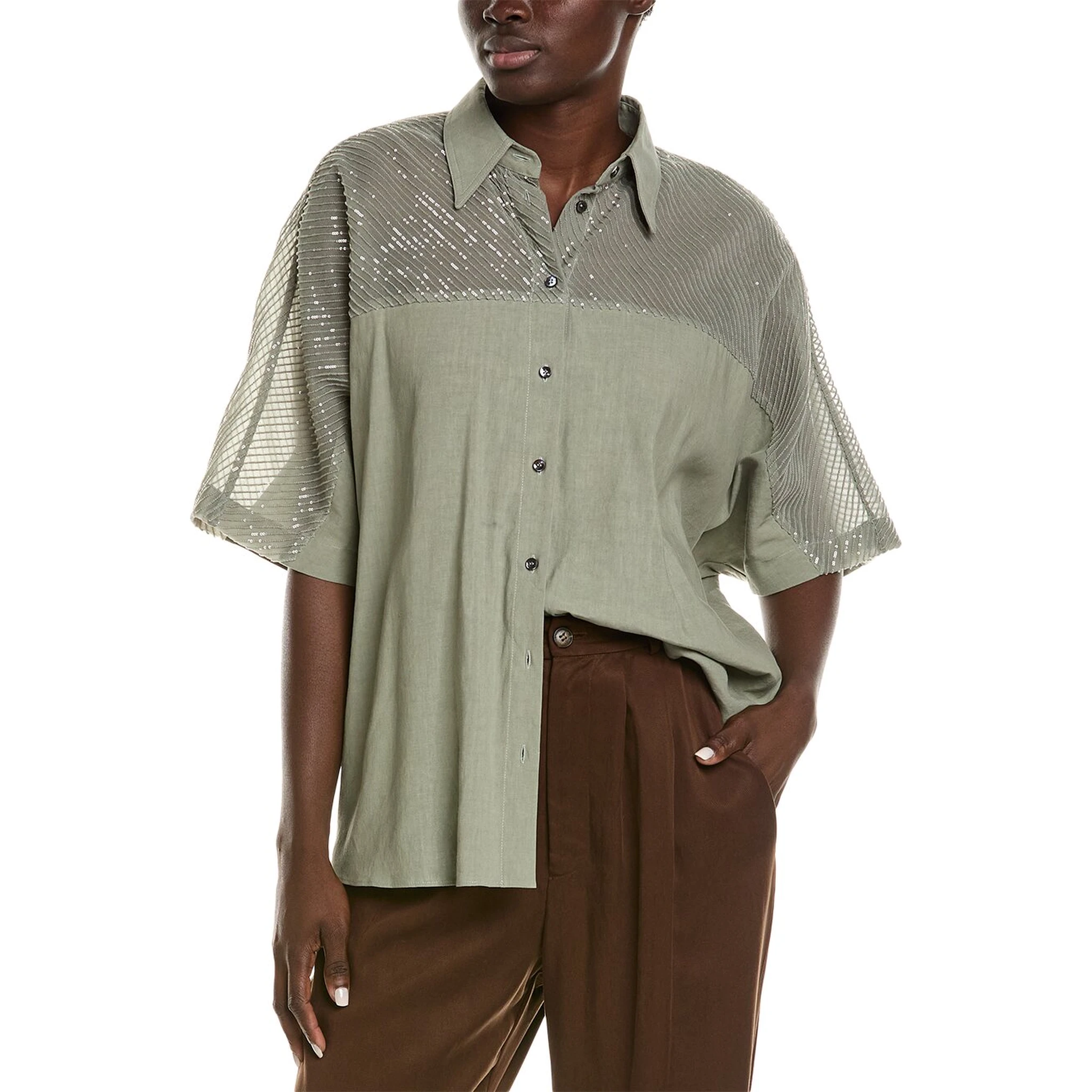 Green Linen Shortsleeve Shirt
