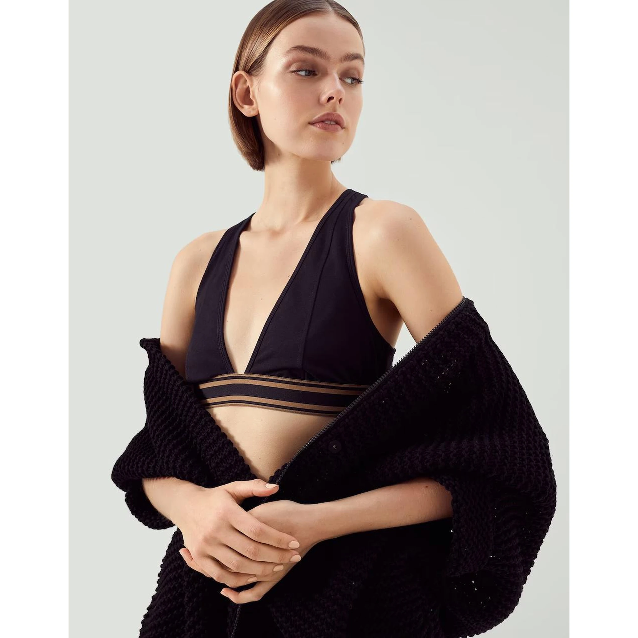 Black Cotton Sport Bra