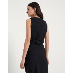 Black Viscose Sleveless Jacket