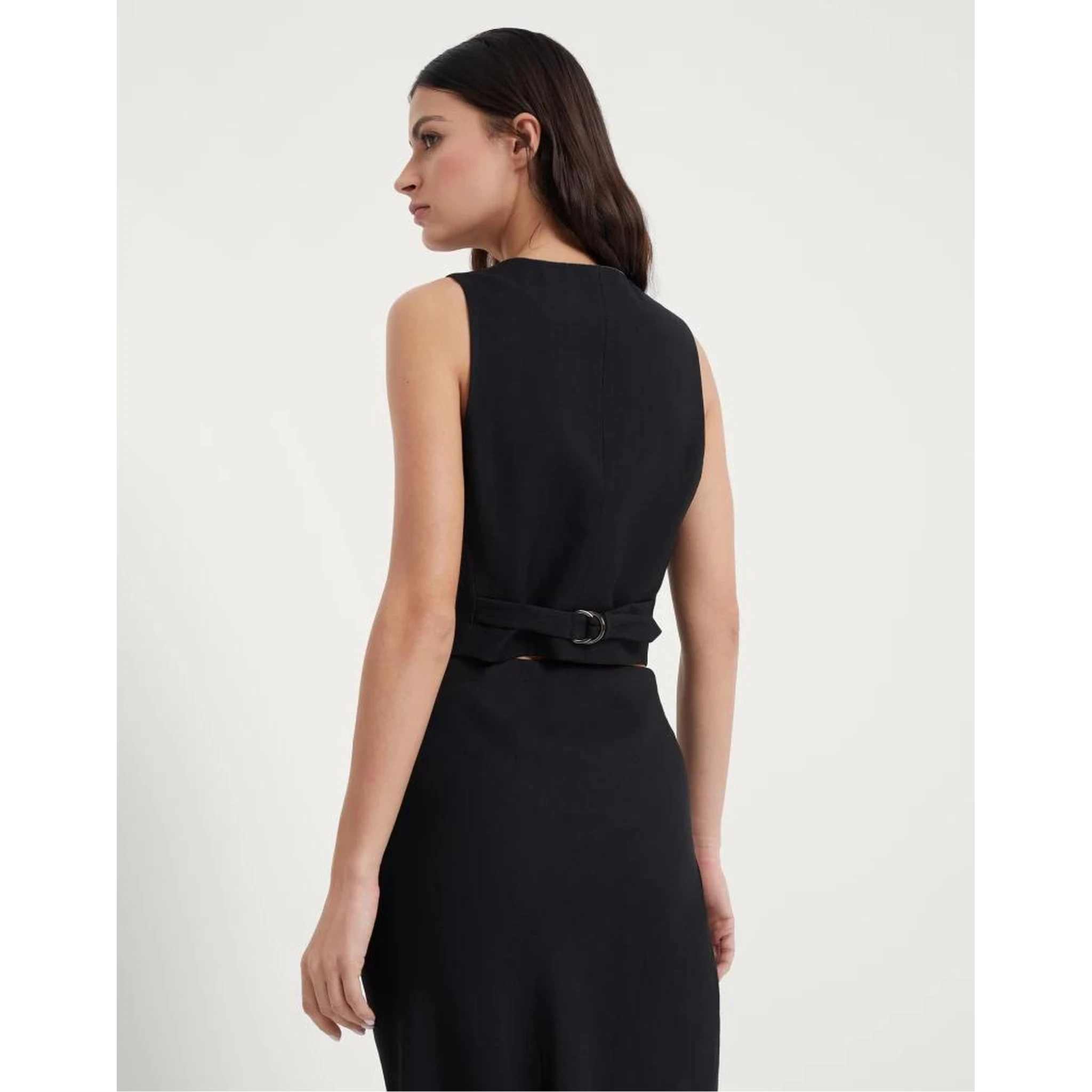 Black Viscose Sleveless Jacket