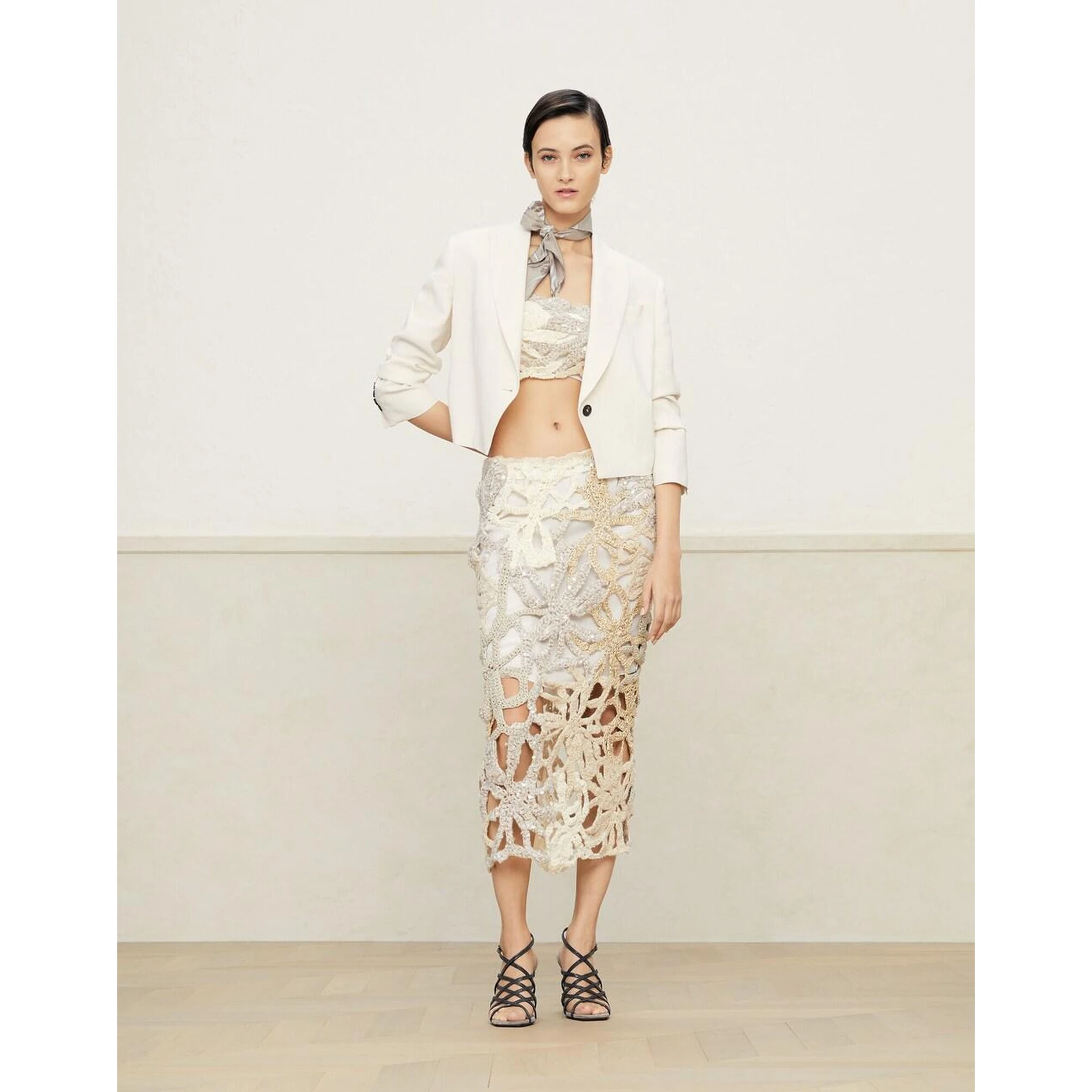 Beige Linen Long Skirt