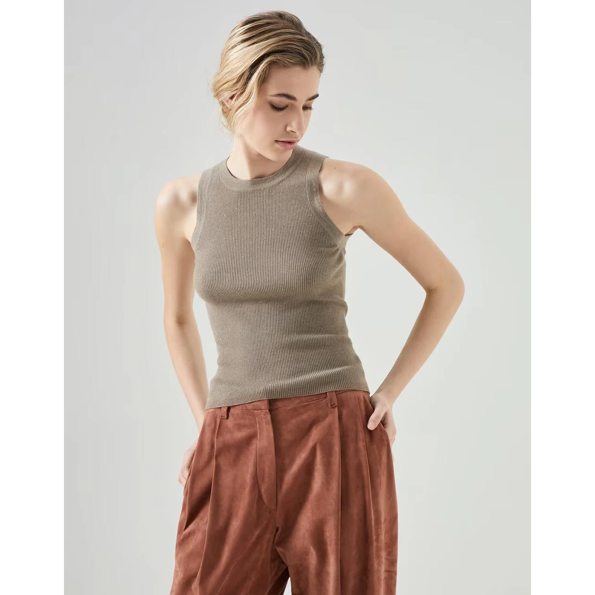 Brown Cashmere T-Shirt