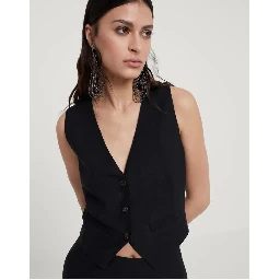 Black Viscose Sleveless Jacket