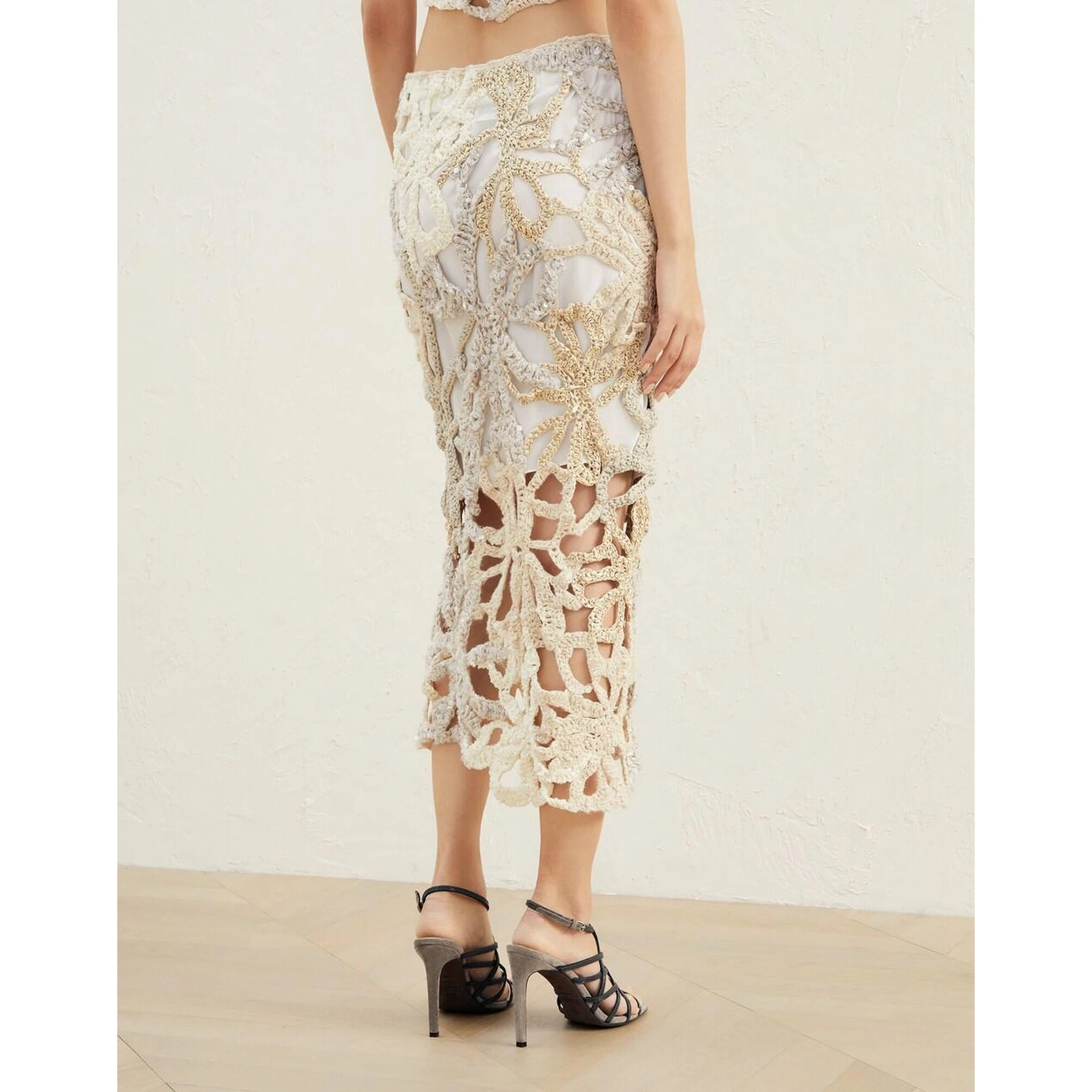 Beige Linen Long Skirt