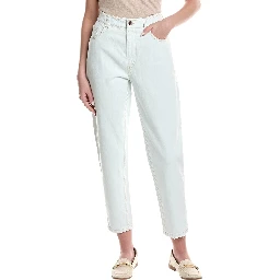 Blue Cotton High-Waisted Jean