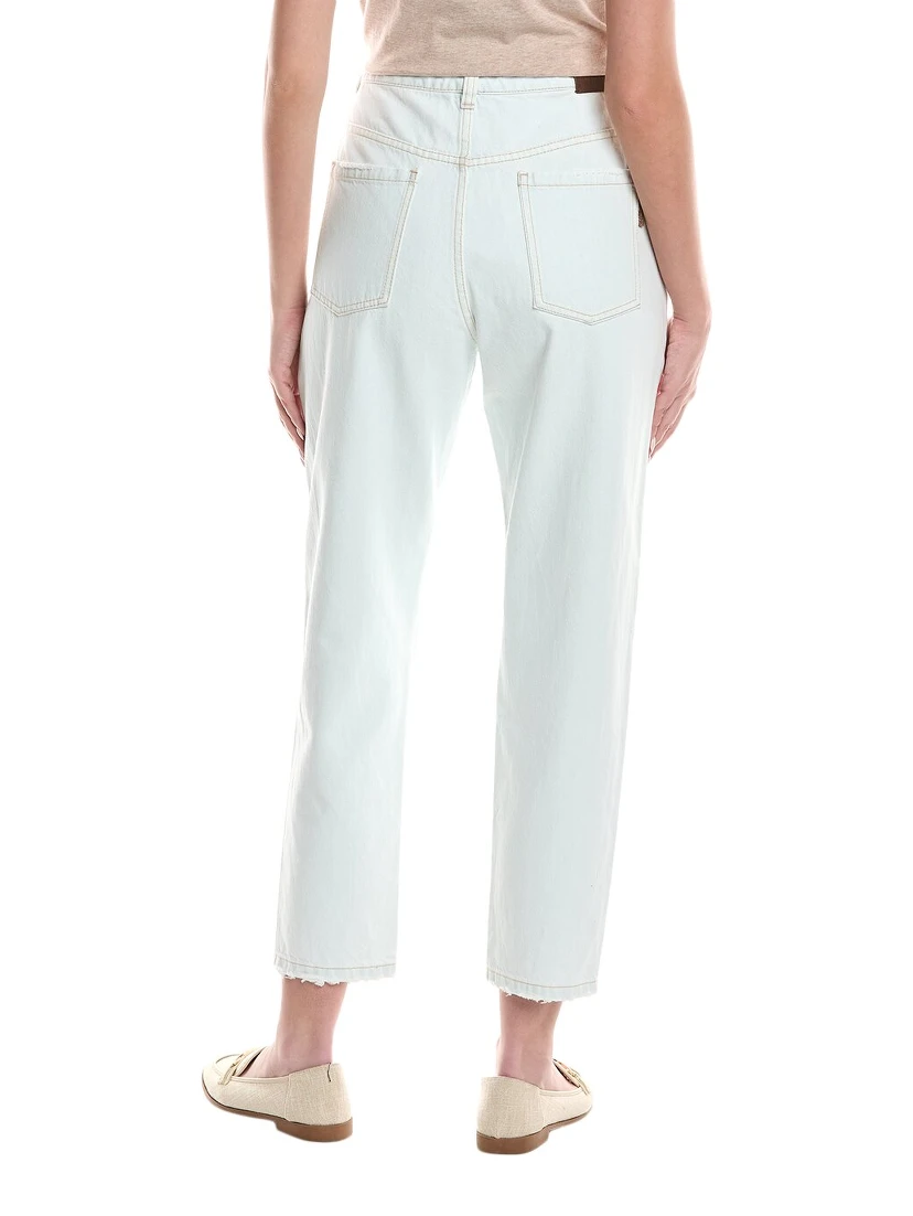 Blue Cotton High-Waisted Jean